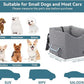 Petsfit Small Dog Car Seat, Pet Travel Car Booster Seat with Safety Belt, Washable Double-Sided Cushion and Storage Pocket for Small Pet (Small, Light Grey)