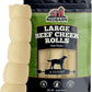 Redbarn Pet Products All-Natural Large Beef Cheek Rolls for Dogs, Uncoated - Single Ingredient Grain-Free Chew Treat Naturally Rich in Collagen - No Artificial Preservatives - Pack of 4