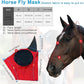 Horse Fly Mask with Ears, Comfortable Fit Stretch Fabric with UV Protection Soft on Skin Breathability for Small/Medium Size Horses (Red)