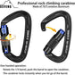 BEIFENG 25KN Auto Locking Carabiner - UIAA Certified Heavy Duty Climbing Carabiners for Rock Climbing, Camping, Rappelling, Hunting, Rescue Equipment - Professional Carabiner Clips (Black)