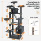 Made4Pets Tall Cat Tree, 80" Cat Tree Tower for Indoor Cats Large Adult, Modern Cat Tower with Scratching Post, Cozy Hammock, 3 Perches and 2 Condos, Sturdy and Fluffy, Dark Gray