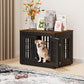 32" Heavy Duty Dog Crate Furniture for Small,Medium and Large Dogs,Rustic Wooden Dog Cage Kennel Indoor Furniture with Waterproof Top,Decorative Pet House Side End Table (Black & Wood)
