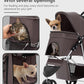 Pet Stroller with 3 Wheels for Small/Medium Pets, Portable Travel Foldable Carrier Jogger for Dog Cat Puppy Kitty, Rear Wheel Breaks, Storage Basket, Visible Mesh with Weather Cover (Coffee)