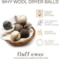 Fluff Ewes Wool Dryer Balls 3 Pack Premium New Zealand Wool Laundry Balls for Dryer, No Static Dryer Balls Laundry Reusable Cute, XL Wool Dryer Balls Cute, Baby Dryer Balls for Dryers - Marble