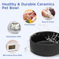 SPUNKYJUNKY Elevated Dog Bowls Ceramic, 5.1'' Dogs and Cat Food Water Bowls Raised with Non-Slip Bamboo Stand for Puppy Small Sized Breed Microwave Dishwasher Safe - 13.5 OZ,Black