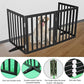 ZJSF Freestanding Indoor Dog Gate for House Foldable Wood Puppy Gate for Doorways Pet Gate for Stairs Extra Wide Pet Fence, Black, 24" Height 4 Panels