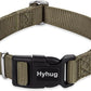 Hyhug Dog Collar for Large Dogs, Green Heavy Duty | Quick Release Nylon Buckle Collar, Adjustable & Durable Pet Supplies for Boy & Girl Dogs (Large, Military Green)
