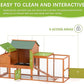 COZIWOW 82" Large Wooden Chicken Coop, Outdoor Rabbit Hutch with Wheels, Sunshine Board, Asphalt Roof, Ramp, Openable Top, Door, Window, Pull-Out Tray, Indoor Bunny Cage (Orange with Pattern)