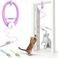 Interactive Cat Toys Rechargeable, Feather Toy for Indoor Cat, Hanging Retractable Teaser Toy, Automatic Kitten Play Chase Exercise Toys with Three Plush Mouse, USB Powered (Pink)