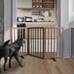 ZJSF Freestanding Indoor Dog Gate for House Foldable Wood Puppy Gate for Doorways Pet Gate for Stairs Extra Wide Pet Fence, Brown, 32" Height 3 Panels