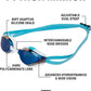 ARENA Unisex Python Racing Swim Goggles for Men and Women Anti-Fog No Leak Max Comfort Dual Strap, Mirror/Non-Mirror Lens