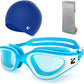 ZIONOR G1 Lite Swim Goggles with Swim Cap Comfortable Anti-fog Swimming Goggles Cap Set for Adult Men Women