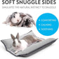 Paw Inspired Snuggle Bunny Bolster Bed for Rabbits, Cats, Dogs and Other Small Pets, Reversible Fleece Flop Bedding with Padded Sides (Gray/Light Gray)