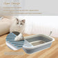 Collapsible Small Cat Litter Box,Kitten Open Potty Pan with Scoop Cat Toilet with Falling Sand Pedal Low Entrance Foldable Kittens Travel Litter Box Blue
