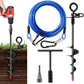 Heavy Duty Dog Tie Out Cable and Stake,30FT Rust Proof Dog Leads Cable for Yard with Swivel Hook,360°Swivel Spiral Dog Stake&Chain Up to 200 lbs,Removable Ground Anchor for Outdoor Beach Camping