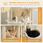 71.2" Tall Cat Tree for Indoor Cats - 9-Level Multi-Cat Tower w/5 Sisal Scratching Posts, 2 Condos, 3 Hammocks, Perch & Pom Poms - Heavy-Duty for Adult Cats, Space-Saving Plush Beige