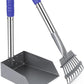 Heeyoo Dog Pooper Scooper, Dog Poop Tray and Rake Set, Pet Waste Removal Scoop with Long Adjustable Sectional Stainless Handles