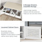 Shoe Storage Bench with 2 Drawers & 2 Doors, Entryway Bench with Cushion, 2 Adjustable Shelves, Shoe Cabinet for Entryway, Living Room, Hallway, Mudroom, Bedroom, White