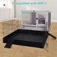 Guinea Pig Cage with Wooden Stand,Indoor Rabbit Hutch with 2 Stories,Hamster Cage with Anti Chew Ramp,Hideout, Platform, Pull Out Tray (Grey)
