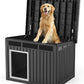 Dog House Indoor Outdoor,Resin Waterproof Puppy Shelter with Air Vents and Elevated Floor,Air Rod on Top to Open,Dog Kennel for Small to Large Dogs(Black,42.87 * 32.95 * 31.61)