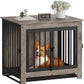 Dog Crate Furniture, Dog Crate End Table for Small and Medium Dogs,Wooden Cage Kennel Furniture Indoor, Modern Dog Crate with Multi-Purpose Removable Tray, Double-Doors Dog Furniture, Greige