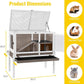 AIVITUVIN Wooden Guinea Pig Cage Indoor with Cooling Plate and Anti-Chewing Edges Two-Story Rabbit Hutch Pull Out Tray Outdoor Rabbit Cage with Raised Stand and Wire Mesh Small Animals Cage (Brown