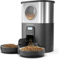 VOLUAS Automatic Cat Feeders for Two Cats,Stainless Steel 5L Pet Feeder for Cats and Dogs Timed Cat Feeder Pet Dry Food Dispenser, Silver Black