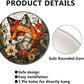 Lygond Metal Sign Tin Sign Circular Stained Glass Fox Boho Bedroom Decorations for Home Decor 8×8 Inches