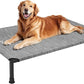 Veehoo Heavy Duty Elevated Dog Bed - Raised Dog Cot with Washable & Breathable Teslin Mesh, Non-Slip Silicon Feet, Cooling for Indoor or Outdoor, 41" x 27", Black Silver