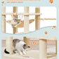 Taoqimiao Cat Tree, 68-Inch Cat Tree Cat Tower for Indoor Cats, Plush Multi-Level Cat Condo with 6 Scratching Posts, 2 Perches, 2 Caves,Hammock, 3 Pompoms,MS020SM Beige