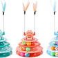 Vealind Cat Toy Roller 4-Level Turntable Cat Toys Balls with Colorful Pom Pom Balls Interactive Fun Mental Physical Exercise Puzzle Kitten Toys (Green)