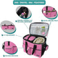 PetAmi Dog Travel Bag - Travel Pet Organizer with Food Container and Bowls, Perfect for Weekend Camping, Cat Diaper Bag (Pink, Large)