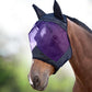 Harrison Howard CareMaster Horse Fly Mask Half Face with Ears Black/Purple Retro Medium Cob