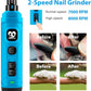 Casfuy Dog Nail Grinder with 2 LED Light - New Version 2-Speed Powerful Electric Pet Nail Trimmer Professional Quiet Painless Paws Grooming & Smoothing for Small Medium Large Dogs(Bright Blue)
