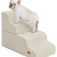 Dog Step for Bed, Dog Stair 4-Step 35D Pet Stair 19.7" H for High Bed or Sofa Non-Slip Balanced Pet Step Indoor, Beige