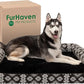 Furhaven Orthopedic Dog Bed for Large Dogs w/ Removable Bolsters & Washable Cover, For Dogs Up to 95 lbs - Plush & Southwest Kilim Woven Decor Sofa - Black Medallion, Jumbo/XL