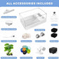 GOZILLA Large Turtle Tank Kit+Water Pump+Lamp, Acrylic Turtle Tank Starter Kit with Adjustable 5W Water Pump and Timing/Dimming Lamp, Multi-Functional Area for Small/Medium Turtles(Large-White Kit).