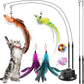ROSAUI 11-Pack Cat Toy Set with Suction Cup Base and Wire Teasers – Interactive Bird and Feather Attachments with Yarn Balls for Cats and Kittens – Indoor Cat Fun and Exercise