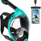 VGKE Full Face Snorkel Mask for Adults, 180 Degree HD Panoramic View Snorkeling Gear with Waterproof Phone Pouch, Anti-Leak & Anti-Fog, Breathe Freely Suitable for Men/Women