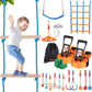 VEVOR Warrior Obstacle Course for Kids, 56FT Slackline with Gym Rings, Monkey Bars, Rope Knots, Portable Outdoor Course Training Equipment Set for Backyard