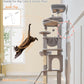 Taoqimiao 72 Inches Cat Tree for Large Cats, Multi-Level Tall Cat Tower, Widened Cat Condo with Large Scratch Board, 5 Scratching Posts, Metal Hammcock, Cozy Basket, Light Gray, MS045W
