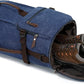 Kalesi Gym Duffle Bag Backpack 4-Way Vintage canvas with Shoes Compartment for travel Sport Hiking laptop (Vintage blue)