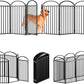 8 Panles Full Matel Freestanding Dog Gates with Door, 192"Extra Wide 36"Tall Free Standing Dog Pet Gate for Indoor & Outdoor. Foldable Pet Fences for Doorways, House, Stairs, Porch, Deck, Yard