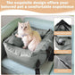 Dog Car Seat for Small Dogs, Large Leather Dog Car Bed with Storage Pocket, Waterproof PVC Leather Booster Seat Travel Bed for Front & Back Seat, Clip-On Safety Leash (Grey)