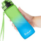 OLDLEY 25 oz Water Bottle, Motivational Water Bottle with Time Marker, Sports Water Bottle With Strap, Leakproof & BPA Free Large Water Bottles for School, Gym, Travel, Outdoor, Tritan,Green&Blue