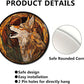 Lygond Metal Sign Tin Sign Circular Stained Glass Coyote Signs for Garden for Pub 12×12 Inches