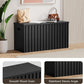 UEV Storage Bench,39.4" Wood Box, Storage Trunk with 2 Safety Hinges, Ottoman Storage Chest, Fluted Storage Bench for Bedroom, Entryway, Living Room(Black)