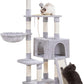 Heybly Cat Tree, Cat Tower for Indoor Cats with Scratching Board, Multi-Level Cat Furniture Condo with Feeding Bowl, Light Gray HCT010MW