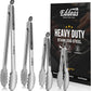 Tongs For Cooking - Heat Resistant 600 Degrees Metal Kitchen Tongs, Heavy Duty Stainless Steel Tongs - Perfect for Food, BBQ Set of 4, 7-9-12 &14 inch Grey