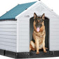 LEMBERI Durable Waterproof Plastic Dog House for Small to Large Sized Dogs, Indoor Outdoor Doghouse Insulated Puppy Shelter with Elevated Floor, Easy to Assemble (Blue, 34''L*31''W*32''H)